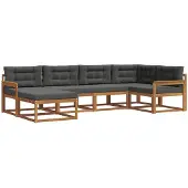 vidaXL Outdoor-Sofagarnitur 6 stk. Natur und Anthrazit