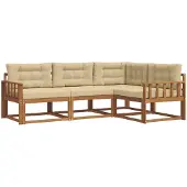 vidaXL Outdoor-Sofagarnitur 4 Stk. Natur und Beige