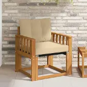 vidaXL Outdoor-Sofa Massives Akazienholz und Textilene Natur - Gartenstühle C1494