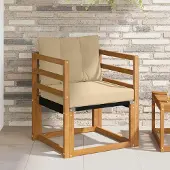 vidaXL Outdoor-Sofa Massives Akazienholz und Textilene Natur - Gartenstühle C1492