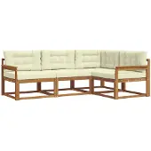 vidaXL Outdoor-Sofagarnitur mit Kissen 4 pcs Natur und Creme
