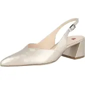 Högl Laura Pumps aus Metallic Leder mit spitzer Leiste, Trapezabsatz und Fersenriemen