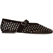 Manfield Braune Veloursleder-Ballerinas mit Nieten | Größe 40
