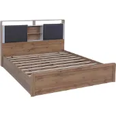 Mendler King Size Bett MCW-P43, Doppelbett Bettgestell mit Lattenrost, MDF 180x200cm Wotan-Eiche-Optik, weiß