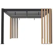 Sojag Lito 1012 freistehende Pergola 3x3,5 mit Sonnensegel Holzoptik