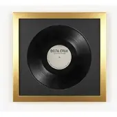 K-Möbel Schallplatten Rahmen Gold 40x40cm mit Schwarzem Passepartout für die Vinyl