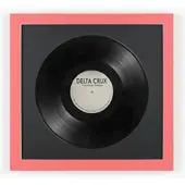K-Möbel Schallplatten Rahmen Rot 40x40cm mit Schwarzem Passepartout für die Vinyl
