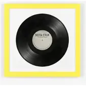 K-Möbel Schallplatten Rahmen Gelb 40x40cm mit Weißem Passepartout für die Vinyl