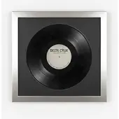 K-Möbel Schallplatten Rahmen Platin 40x40cm mit Schwarzem Passepartout für die Vinyl