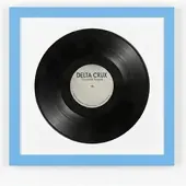 K-Möbel Schallplatten Rahmen Blau 40x40cm mit Weißem Passepartout für die Vinyl