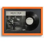 K-Möbel Schallplatten Rahmen Orange 40x60cm mit Schwarzem Passepartout für Vinyl & Cover