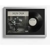 K-Möbel Schallplatten Rahmen Silber 40x60cm mit Schwarzem Passepartout für Vinyl & Cover