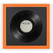 K-Möbel Schallplatten Rahmen Orange 40x40cm mit Schwarzem Passepartout für die Vinyl