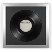 K-Möbel Schallplatten Rahmen Silber 40x40cm mit Schwarzem Passepartout für die Vinyl