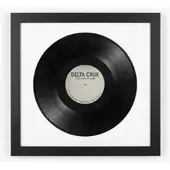 K-Möbel Schallplatten Rahmen Schwarz 40x40cm mit Weißem Passepartout für die Vinyl