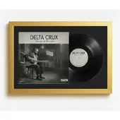 K-Möbel Schallplatten Rahmen Gold 40x60cm mit Schwarzem Passepartout für Vinyl & Cover