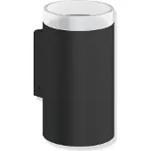 Hewi Glasbecher mit Halter des Systems 900, Halter aus Edelstahl, pulverbeschichtet, Becher aus satiniertem Kristallglas, in Farbe DC (Schwarz tiefmatt)