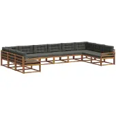vidaXL Outdoor-Sofagarnitur 10 stk. Natur und Anthrazit