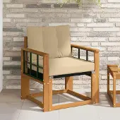 vidaXL Outdoor-Sofa Massives Akazienholz und Textilene Natur - Gartenstühle C1496