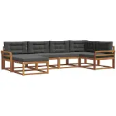 vidaXL Outdoor-Sofagarnitur mit Kissen 6 pcs Natur und Anthrazit
