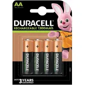 Duracell NiMH 1300 mAh LR6/AA wiederaufladbare Batterien, 4 Stück