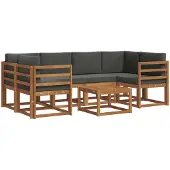 vidaXL Outdoor-Sofagarnitur 7 stk. Natur und Anthrazit