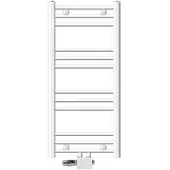 LuxeBath Badheizkörper Mittelanschluss 400 x 800 mm Weiß gerade mit Anschlussgarnitur inkl. Thermostat Universal Eck- & Durchgangsform, ohne Heizstab