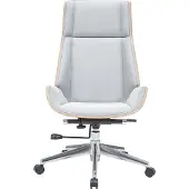 Miliboo - Design-Bürosessel helles Holz und PolyurethanGrau CURVED