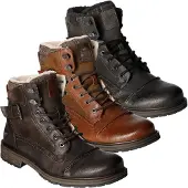 Mustang Herren Stiefelette Schnürboot warm Schnalle Glencheck Muster 4157-605, Größe:45 EU, Farbe:Braun