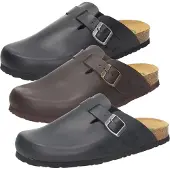 Brinkmann Herren Clogs Leder Pantoletten 600389, Größe:48 EU, Farbe:Schwarz