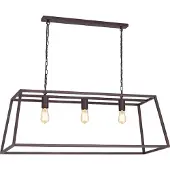 Licht-Erlebnisse Pendelleuchte Bauhaus FRAME Kupfer-Braun Metall E27 3-flammige Hängelampe Wohnzimmer Esszimmer