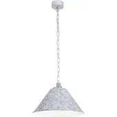 Licht-Erlebnisse Pendelleuchte Vintage "Works" Grau Weiß Metall Hängelampe Wohnzimmer Esszimmer Esstisch