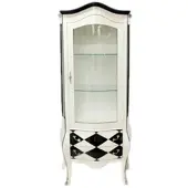 Casa Padrino Barock Vitrine Weiß / Karo Schwarz/Weiß - Limited Edition