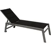 Degamo Gartenliege GIRONA extra hoch, Alu silbergrau Kunstgewebe schwarz, Rollen