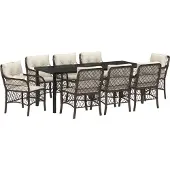 vidaXL Möbel 9-teiliges Garten-Ess-Set mit Kissen Braun Poly-Rattan - Gartenstühle 3380217
