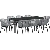 vidaXL 9-teiliges Garten-Ess-Set Graues Poly Rattan, Gartenstühle DesignMöbel Neu