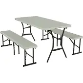 Lifetime Kunststoff Bierzeltgarnitur 3-teilig Weiß 182x76x74 cm