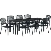 vidaXL Möbel 9-teiliges Garten-Essset in Anthrazitstahl - Gartenstühle 3379309