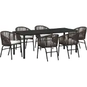 vidaXL 7-teiliges Garten-Esszimmer-Set Braunes Poly-Rattan, Gartenstühle DesignMöbel Neu