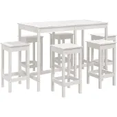 vidaXL 7-tlg. Gartenbar-Set Weiß Massivholz Kiefer