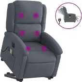 vidaXL Massagesessel mit Aufstehhilfe Elektrisch Dunkelgrau Samt