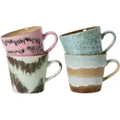 HK Living - 70's Cappuccino Tassen, 330 ml, dada (4er-Set)