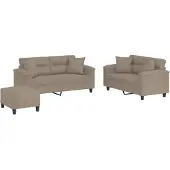 vidaXL 3-tlg. Sofagarnitur mit Kissen Taupe Mikrofasergewebe