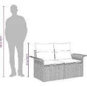 vidaXL Gartensofa mit Kissen Beige 141 x 62 x 69cm Poly-Rattan