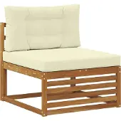 vidaXL Outdoor-Sofagarnitur mit Kissen 7 pcs Natur und Creme Polyester