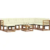 vidaXL Outdoor-Sofagarnitur 9 Stk. Natur und Creme