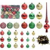 vidaXL Weihnachtskugel-Set 61 Stk. Mehrfarbig Ø 6 cm Kunststoff