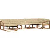 vidaXL Outdoor-Sofagarnitur 7 stk. Natur und Beige Massivholz Akazie