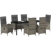 vidaXL Garten Essgruppe 7 Stk. Grau Poly-Rattan