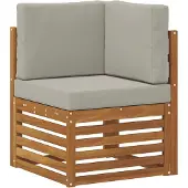 vidaXL Outdoor-Sofagarnitur mit Kissen 7 pcs Natürlich und Hellgrau